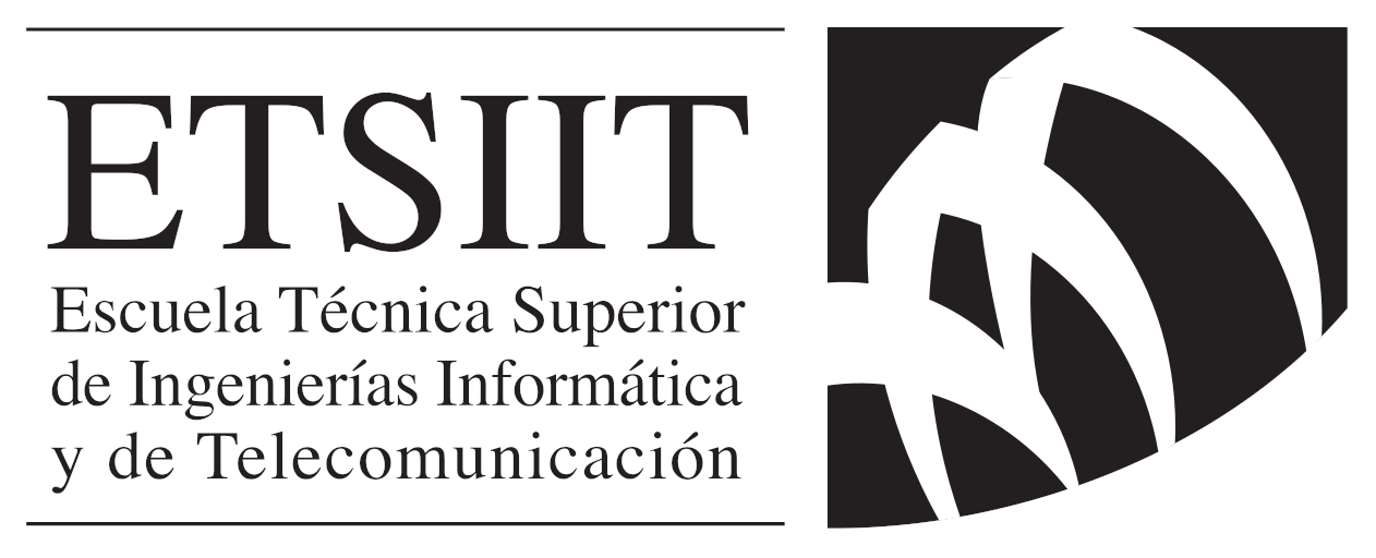 Logotipo ETSIIT Horizontal en blanco y negro