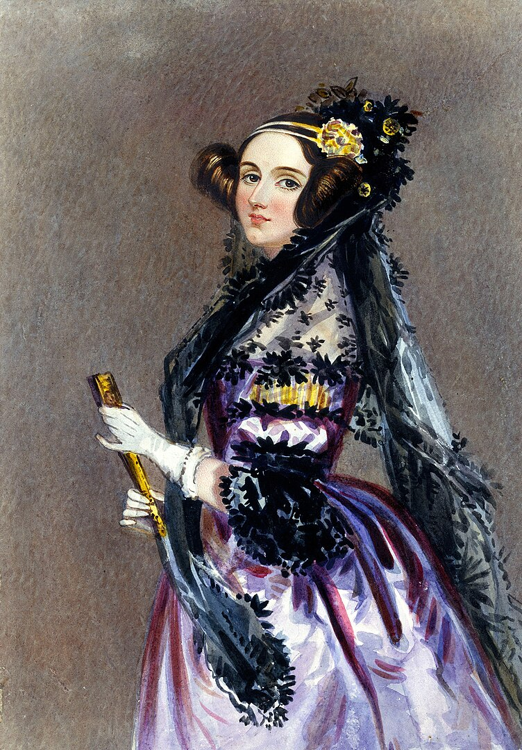 Retrato de Ada Lovelace, por Alfred Edward Chalon - Science Museum Group, Public Domain, https://commons.wikimedia.org/w/index.php?curid=28131684 Retrato de Ada Lovelace, por Alfred Edward Chalon - Science Museum Group, Public Domain, https://commons.wikimedia.org/w/index.php?curid=28131684
