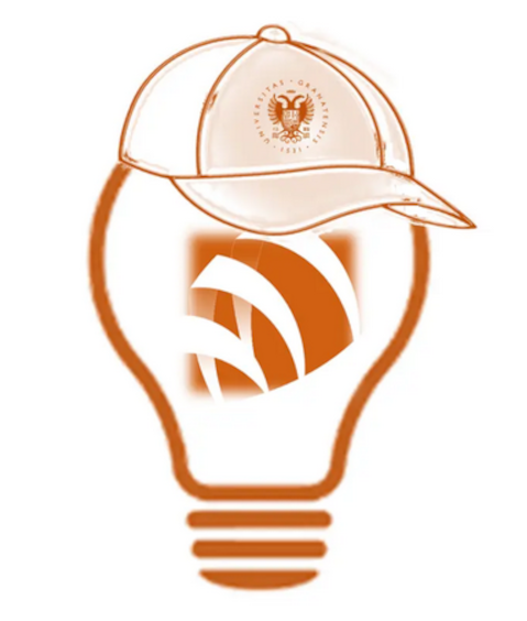 Logotipo del Desafío Tecnológico Jr., consistente en una bombilla con una gorra, y los logos de la UGR y la ETSIIT